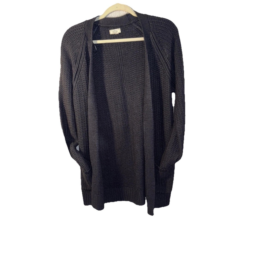 Cardigan Sweater Womens Small Black Open Front Belted Knit Fat face